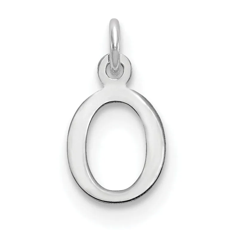 14k White Gold Cut-Out Letter O Initial Design Charm Pendant