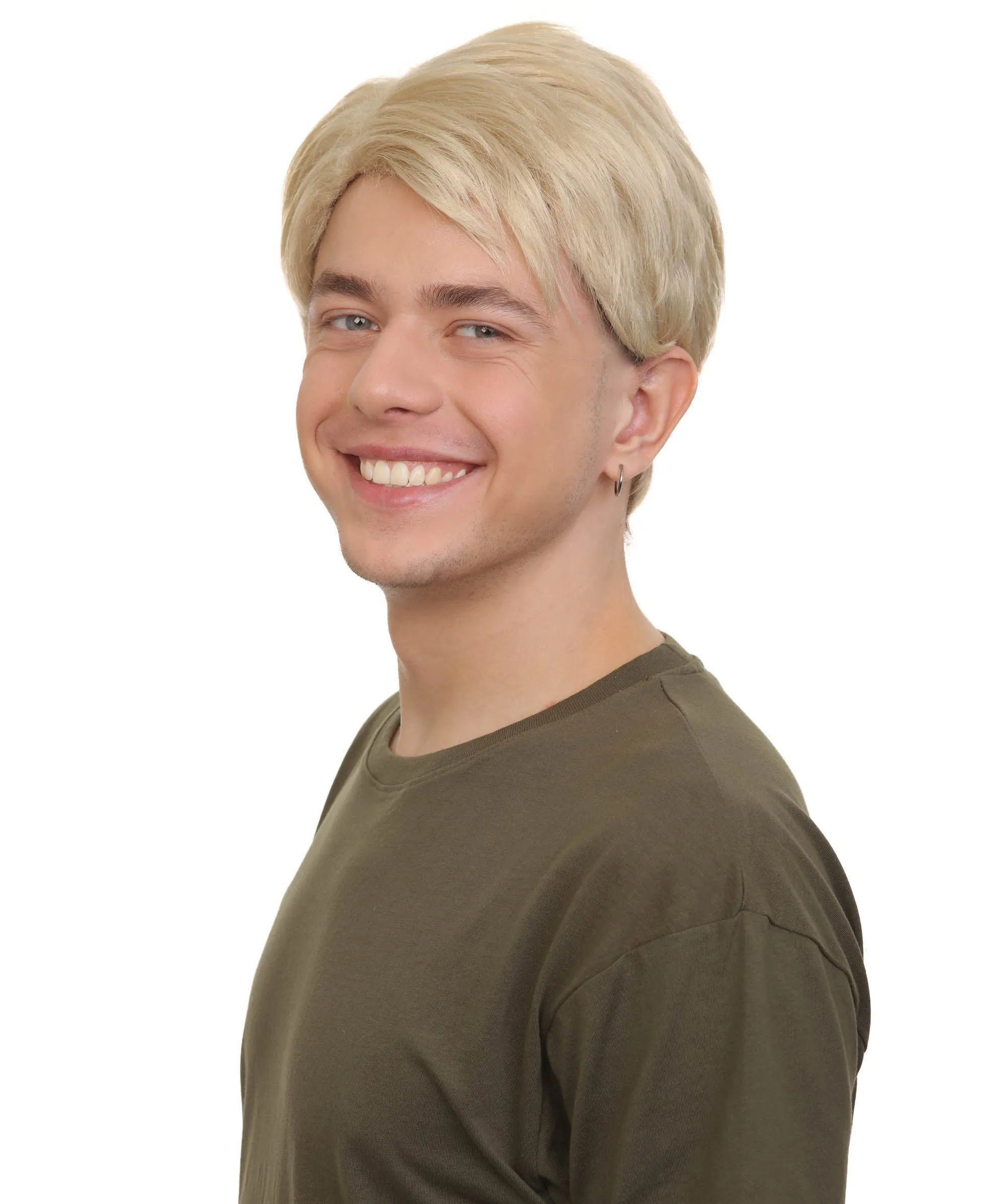 Adult Men’s Japanese Anime Series Master Spy Short Blonde Straight Wig | Best for Halloween | Flame-retardant Synthetic Fiber