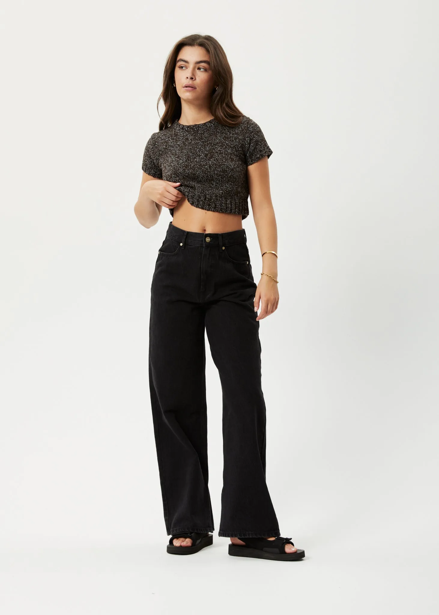 AFENDS Womens Solace - Knit Crop Top - Coffee