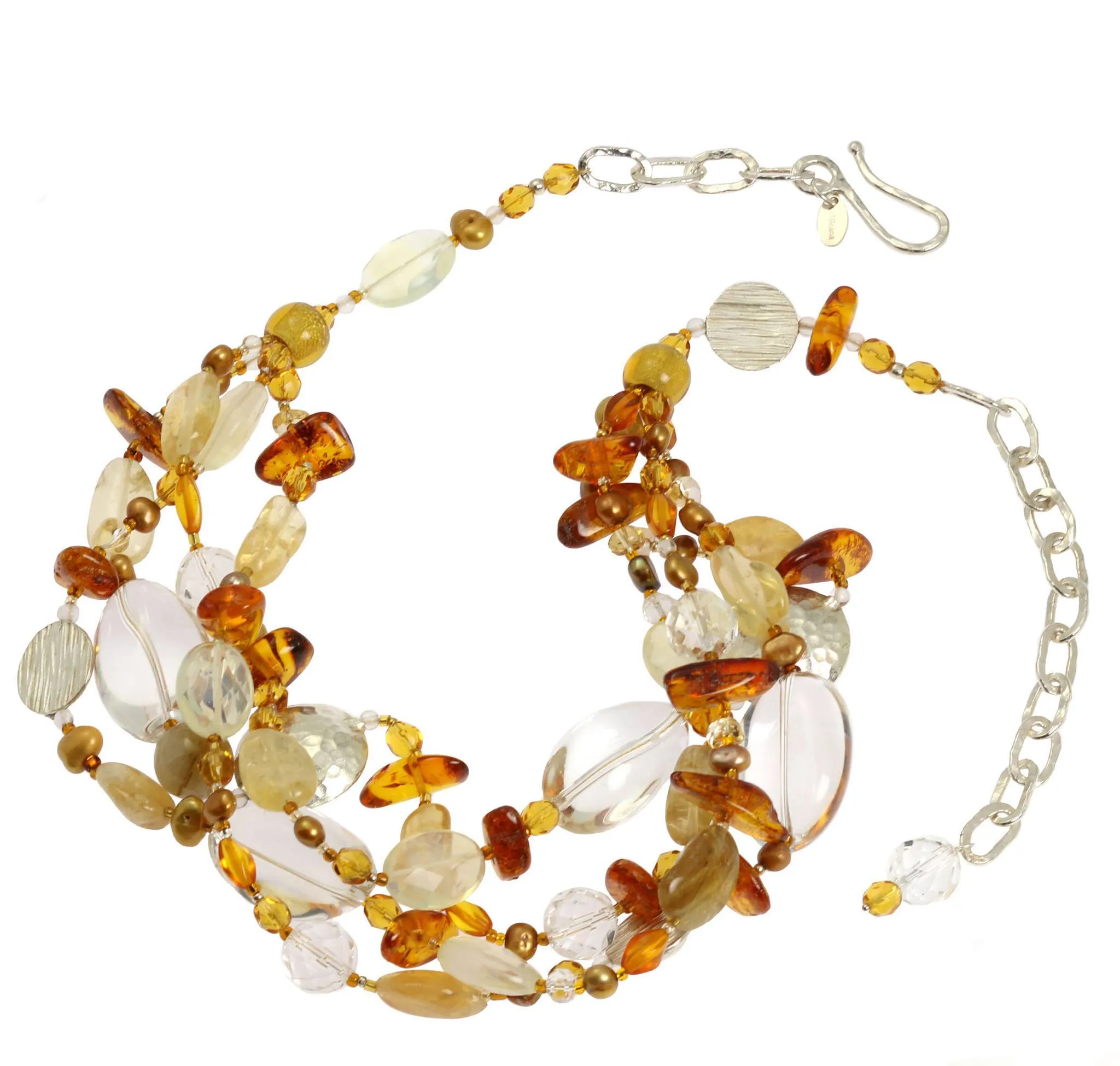 Amber Citrine Crystal Quartz Beaded Gemstone Necklace