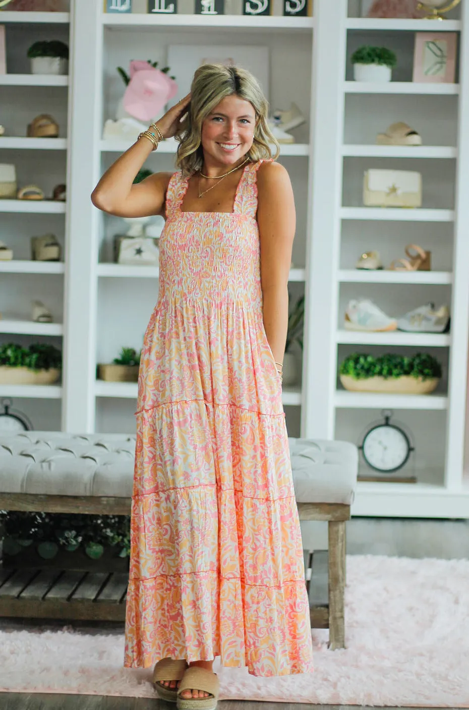 Apricot Lucy Midi Dress