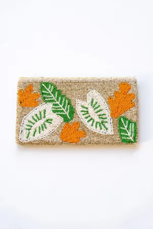 Autumn Foliage Large Beaded Clutch