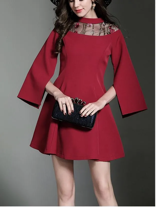 Autumn Ladies Sweet Slim Slimming Long-Sleeved Mini Dress