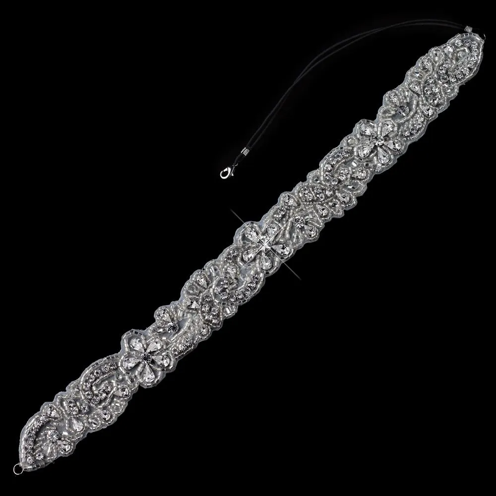 Beautiful Crystal hand beaded floral swirl bridal headband