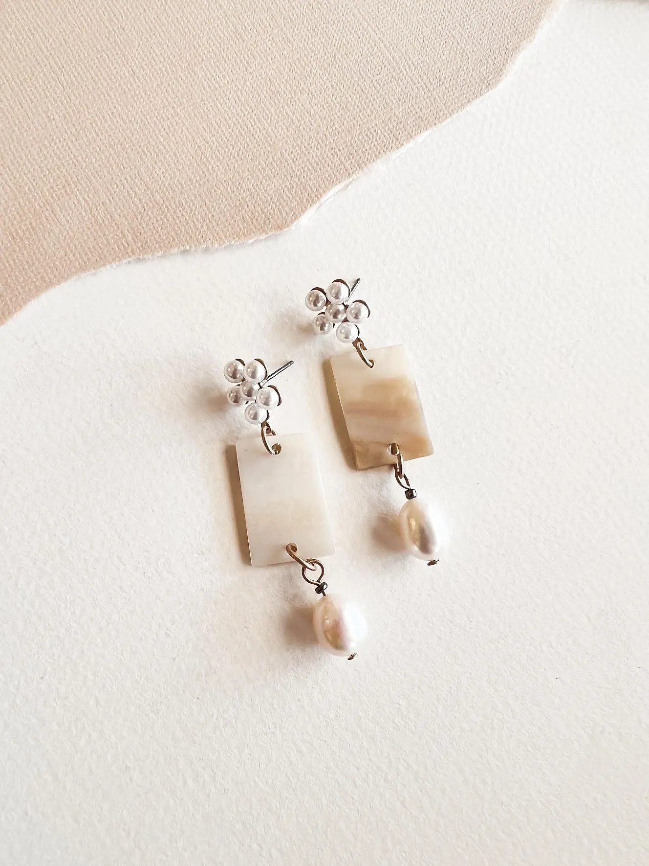 Beth Pearl Dangle | Three Piece Shell Earrings