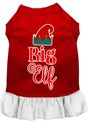 Big Elf Screen Print Dog Dress Red With White Xxl