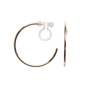 Big Invisible Clip On Hoop Earrings (Gold tone)