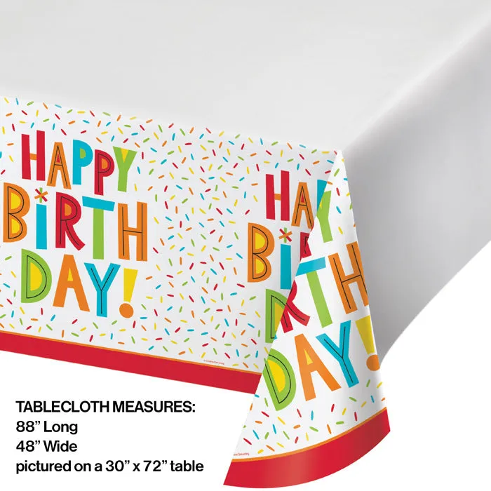 Birthday Fun Plastic Tablecover 48" X 88"