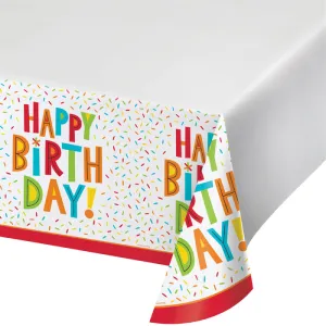 Birthday Fun Plastic Tablecover 48" X 88"