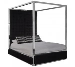 Black Velvet Luxury Canopy King Size Bed