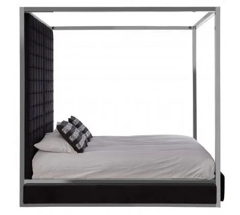 Black Velvet Luxury Canopy King Size Bed