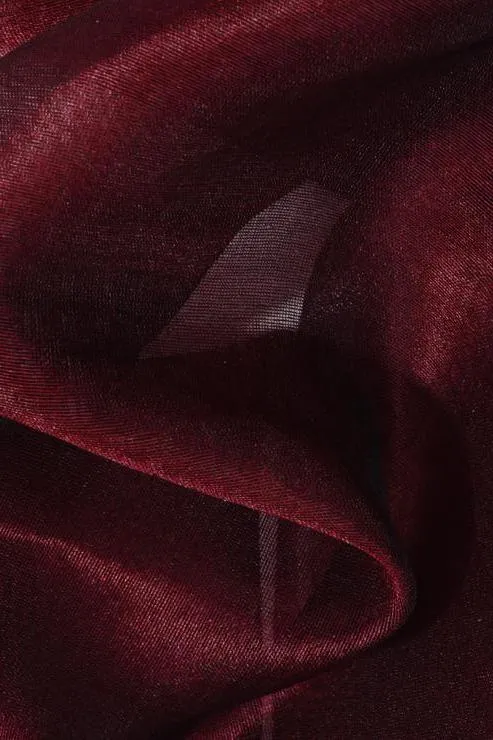 Burgundy Silk Organza Fabric