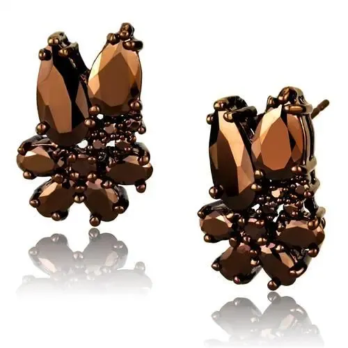 Café Glow: Light Coffee Brass Earrings with AAA Grade CZ, Elegant Brass Earrings, Sophisticated Accessory