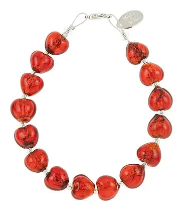 Carrie Elspeth Red Love Hearts Glass Beaded Bracelet