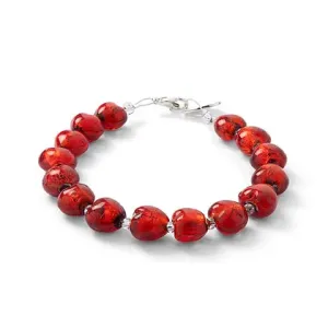 Carrie Elspeth Red Love Hearts Glass Beaded Bracelet