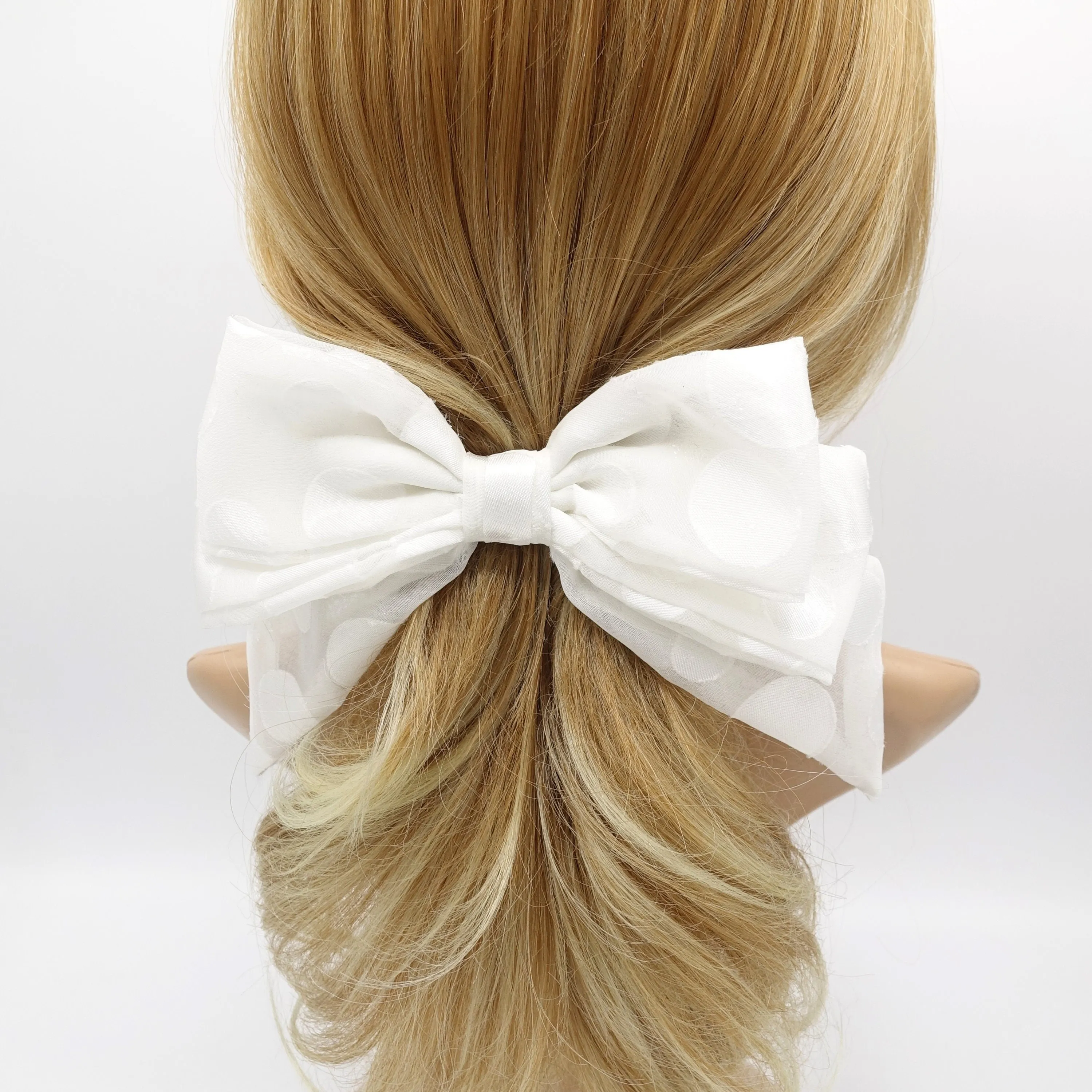 chiffon dot hair bow for women