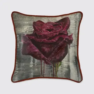 Crimson Rose Silk Cushion