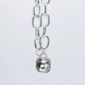 Crystal Glamour Chunk Necklace Silver