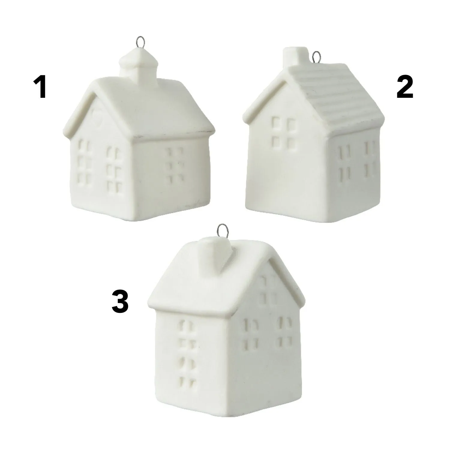 Decoris 6.5cm White Porcelain House (Choice of 3)