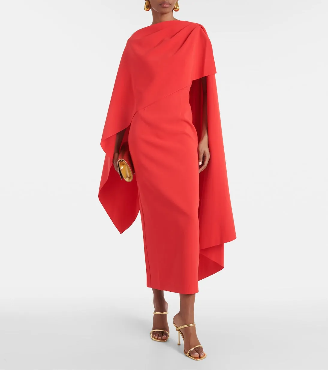 Demetria midi dress with cape Roksanda, red