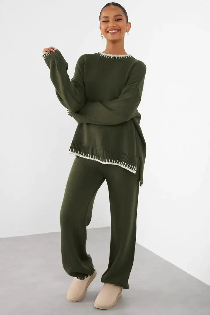 Elegant Knitted Long Pants Set