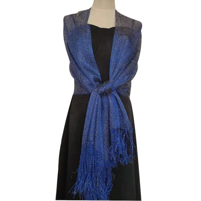 Elegant Metallic Evening Party Dress Shawl Scarf in Many Colors