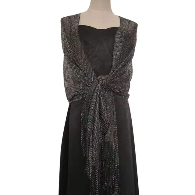 Elegant Metallic Evening Party Dress Shawl Scarf in Many Colors