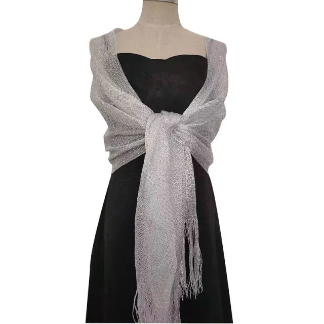 Elegant Metallic Evening Party Dress Shawl Scarf in Many Colors