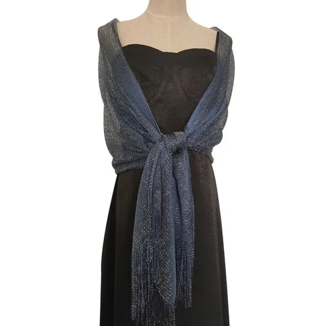 Elegant Metallic Evening Party Dress Shawl Scarf in Many Colors