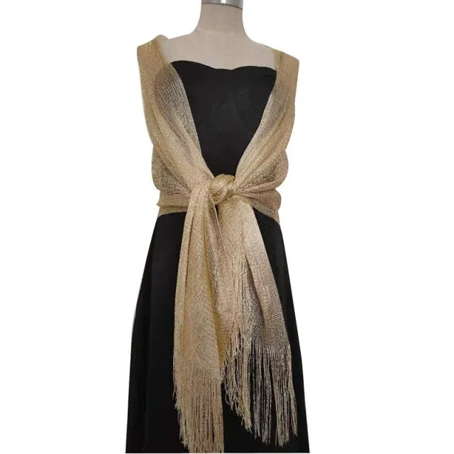 Elegant Metallic Evening Party Dress Shawl Scarf in Many Colors