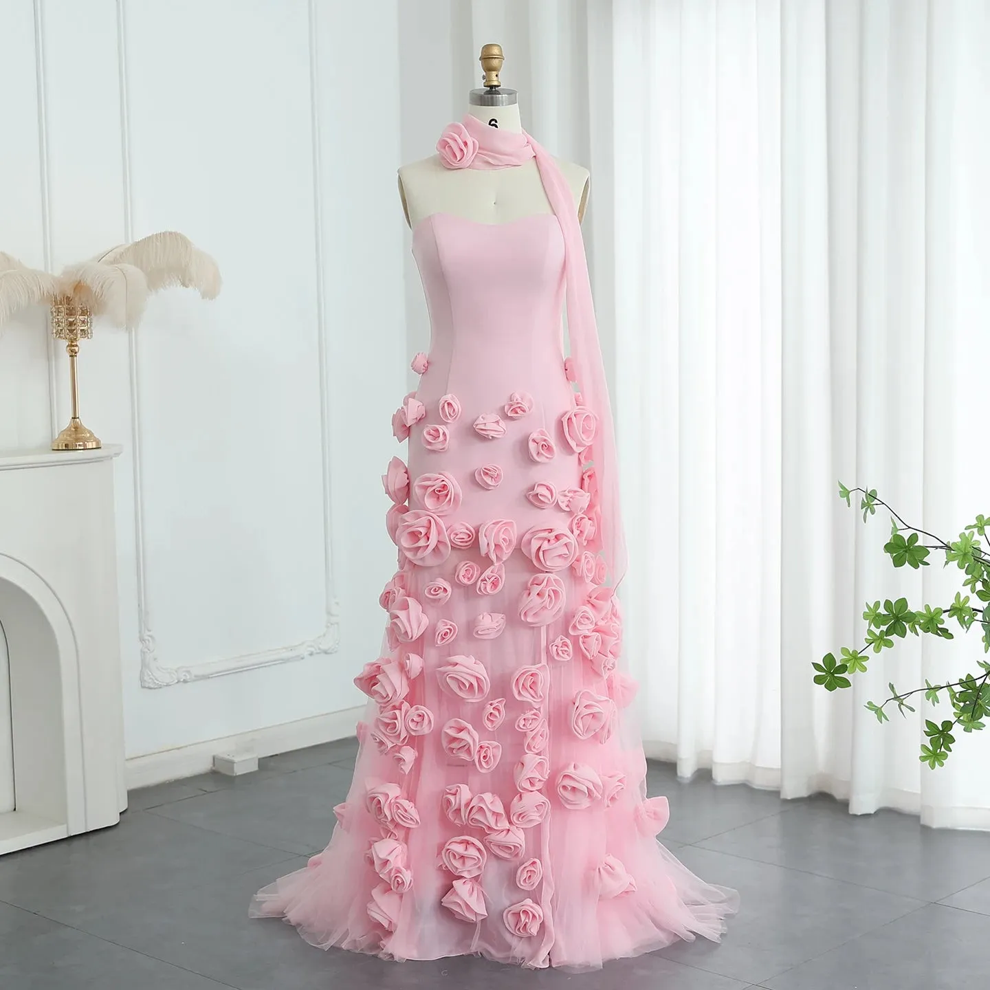 Elegant Pink Rose Gown