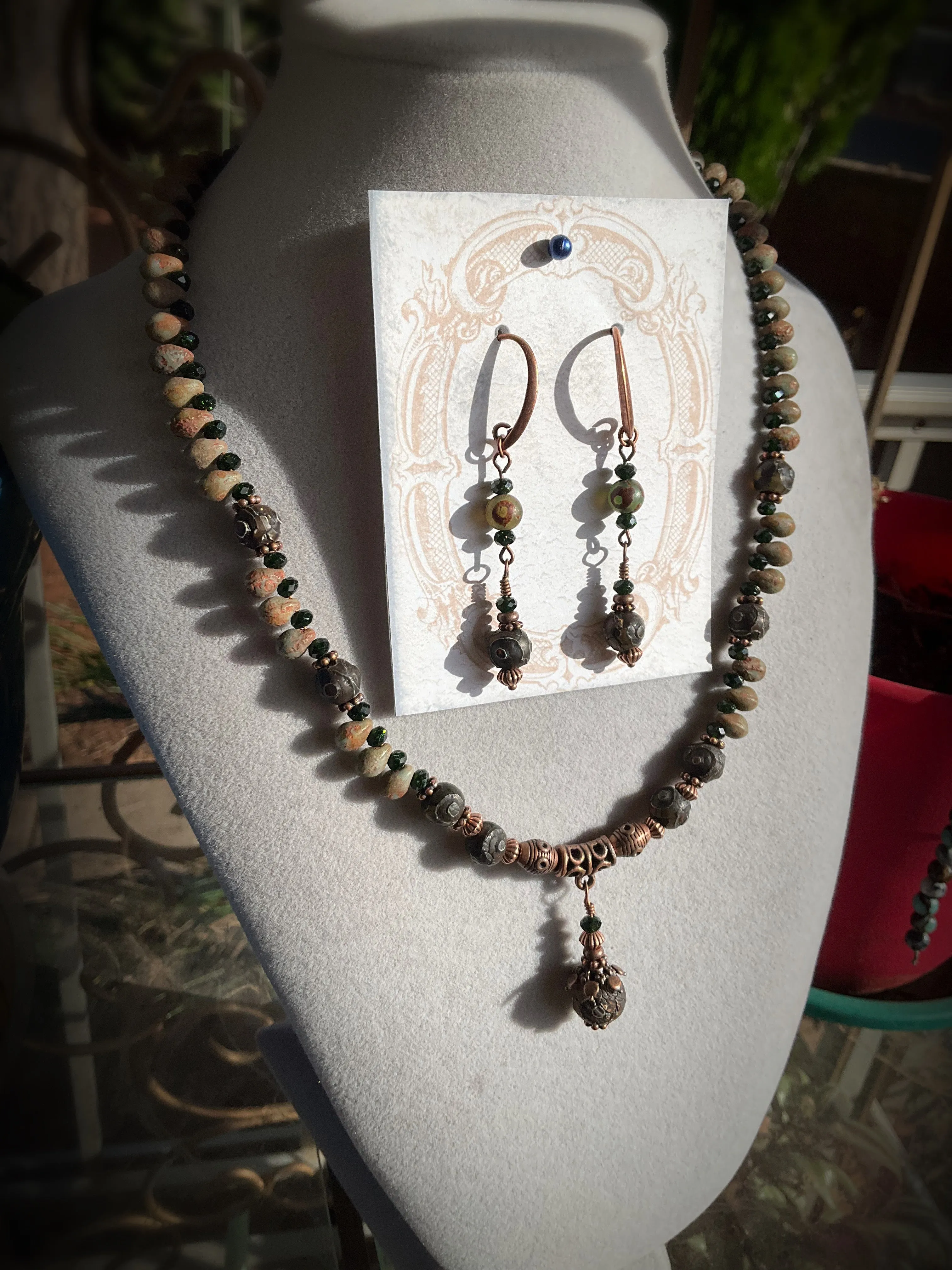 Elegant Tibetan Agate Jewelry Set