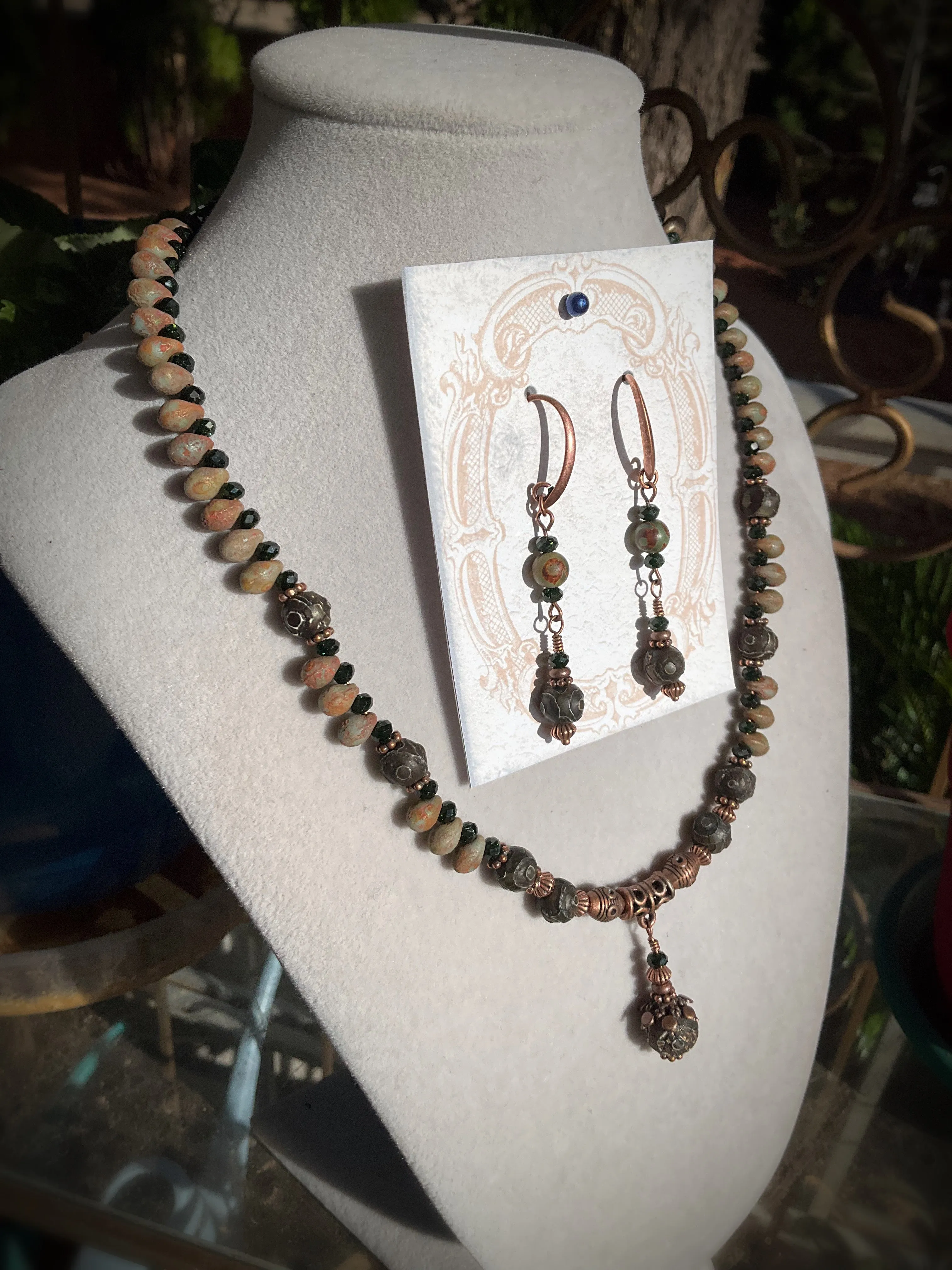 Elegant Tibetan Agate Jewelry Set