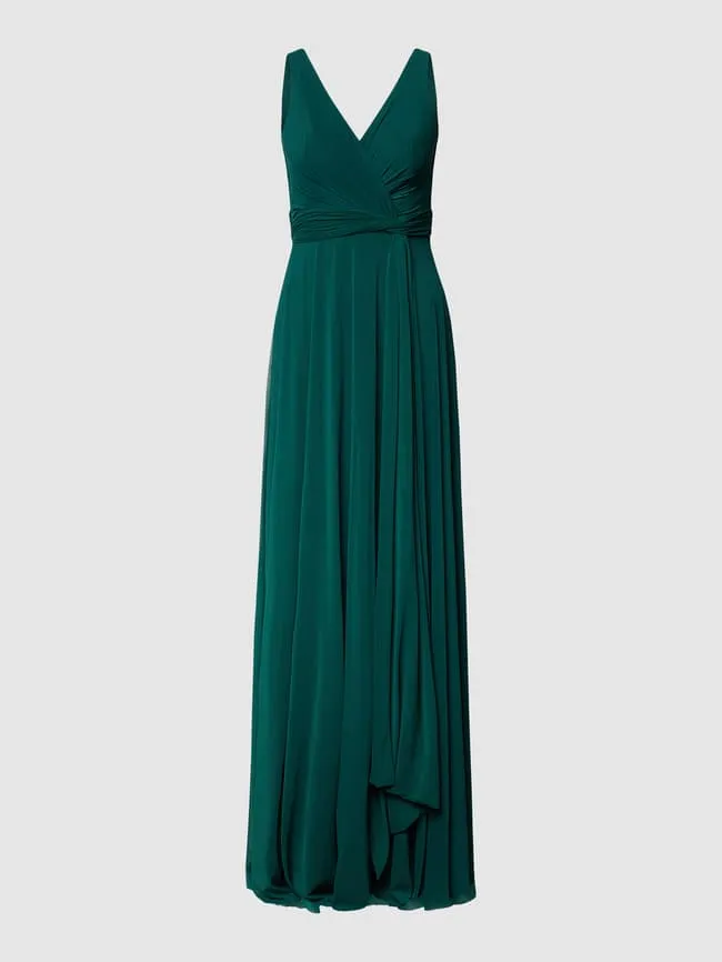 Evening dress with a belt at the waist Troyden Collection, emerald green