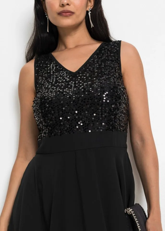 Evening midi dress with sequins Bodyflirt Boutique, black