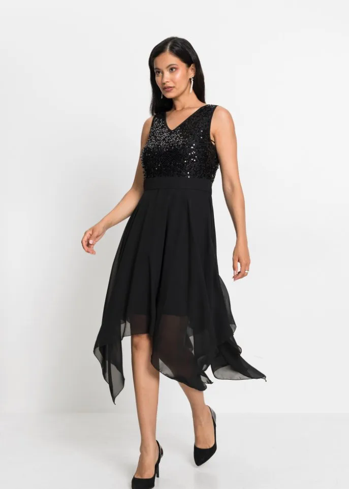 Evening midi dress with sequins Bodyflirt Boutique, black