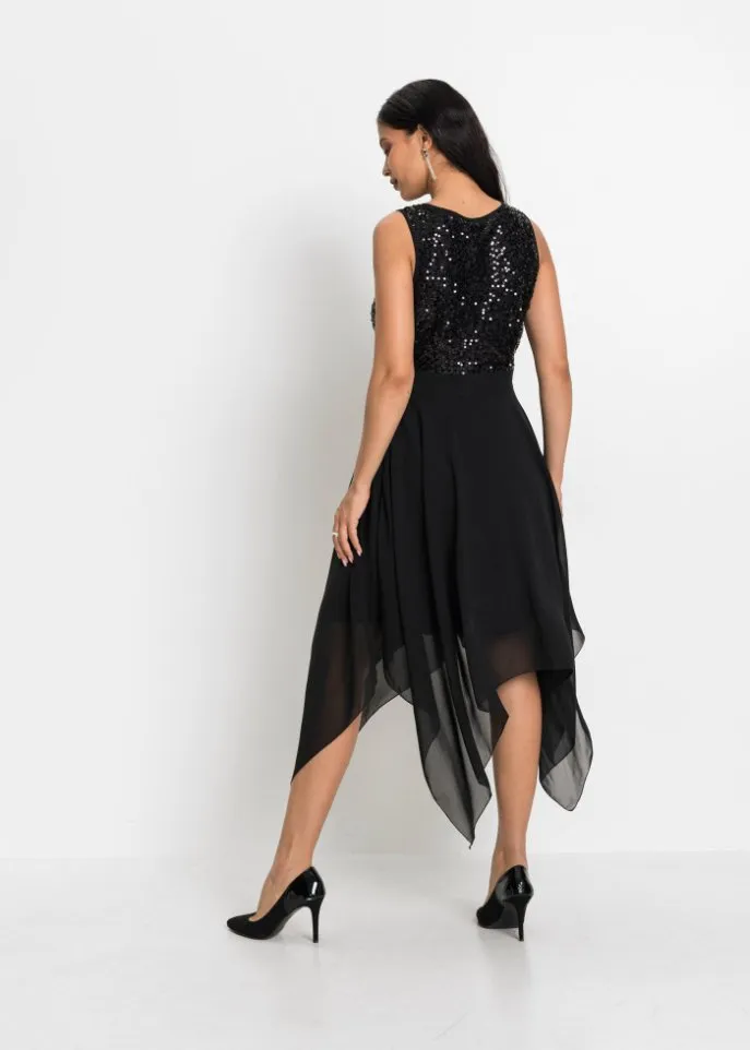 Evening midi dress with sequins Bodyflirt Boutique, black