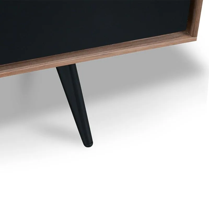 Ex Display - Liam 180cm Wooden TV Unit With Black Matt Drawers - Walnut