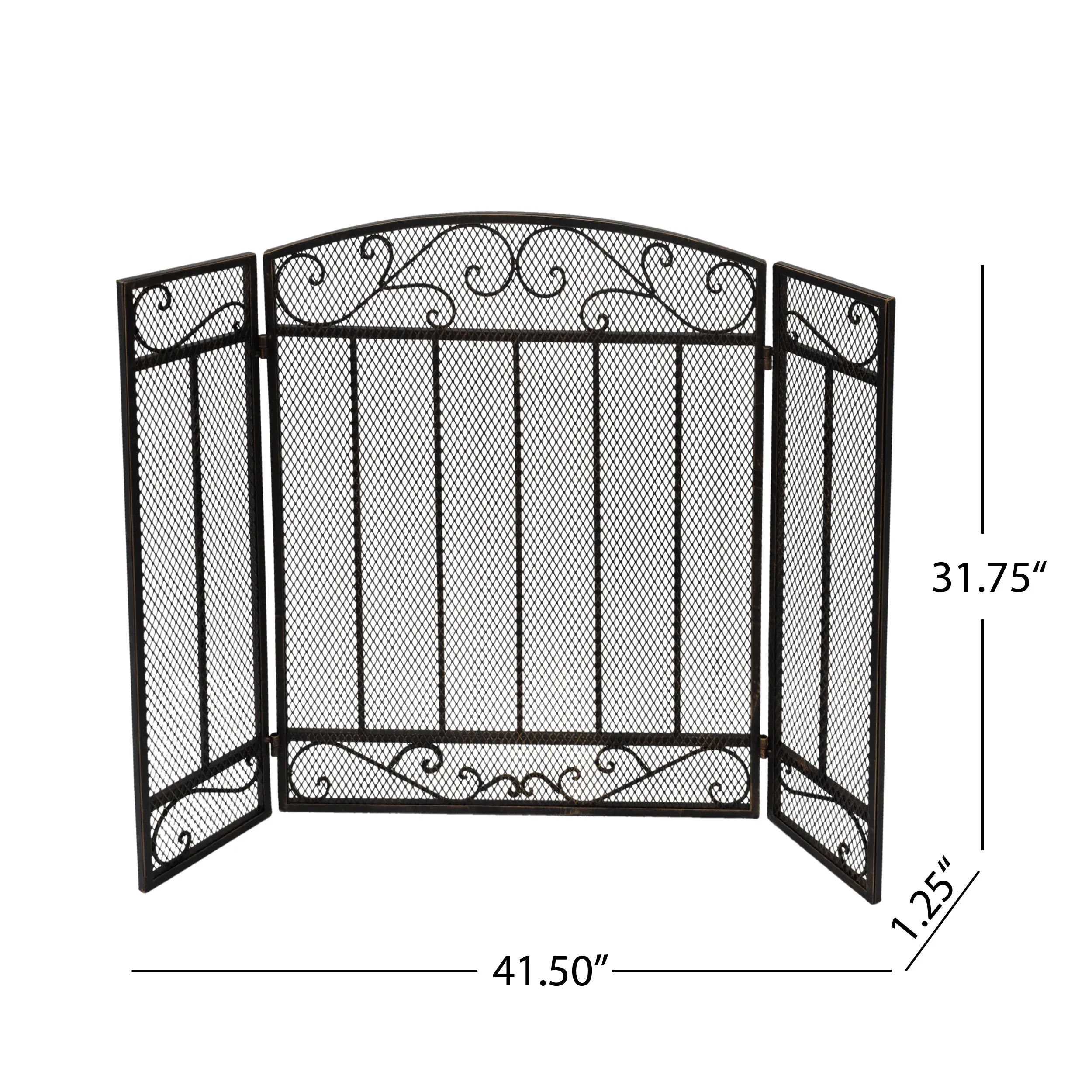 Fernando Contemporary Three Panel Iron Firescreen