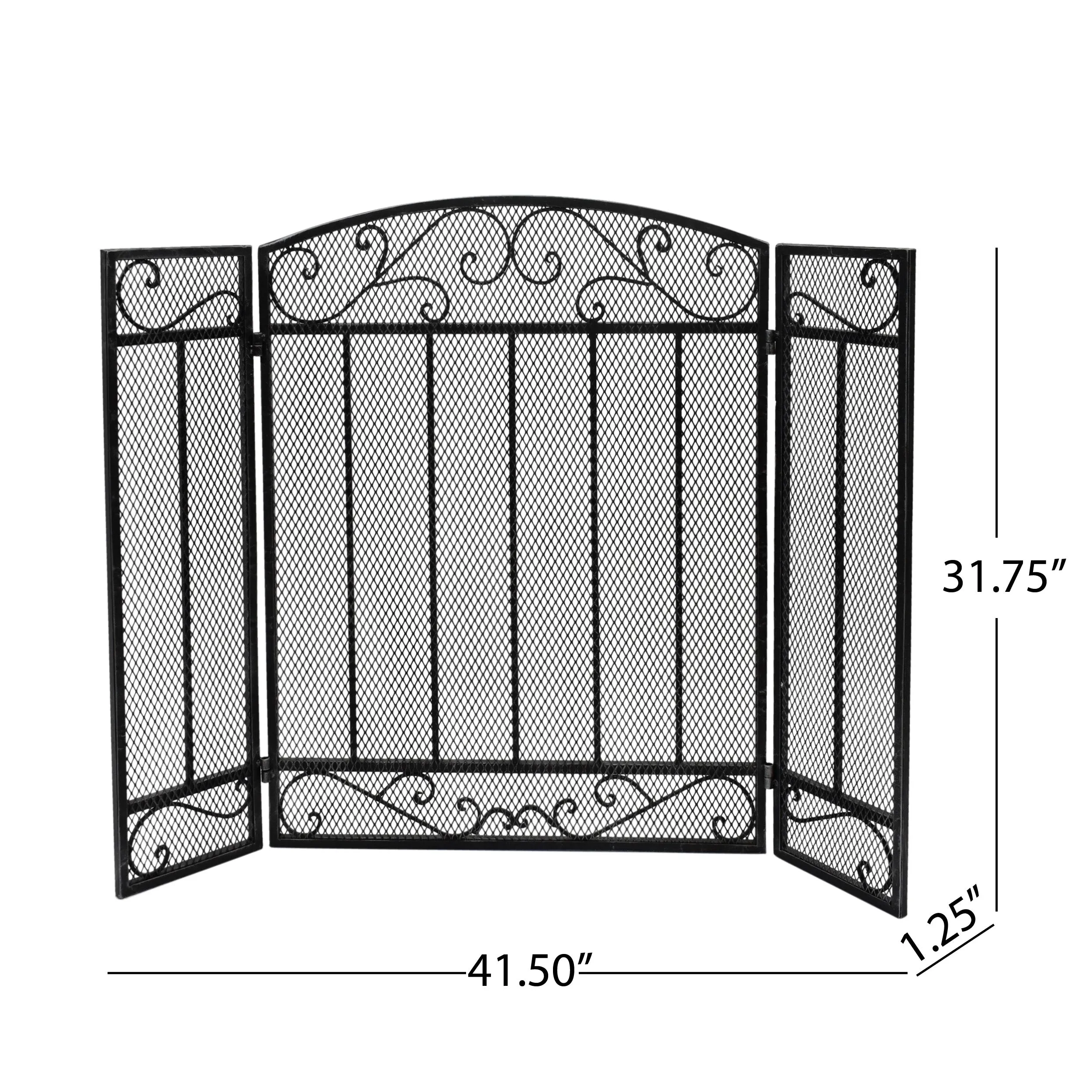 Fernando Contemporary Three Panel Iron Firescreen