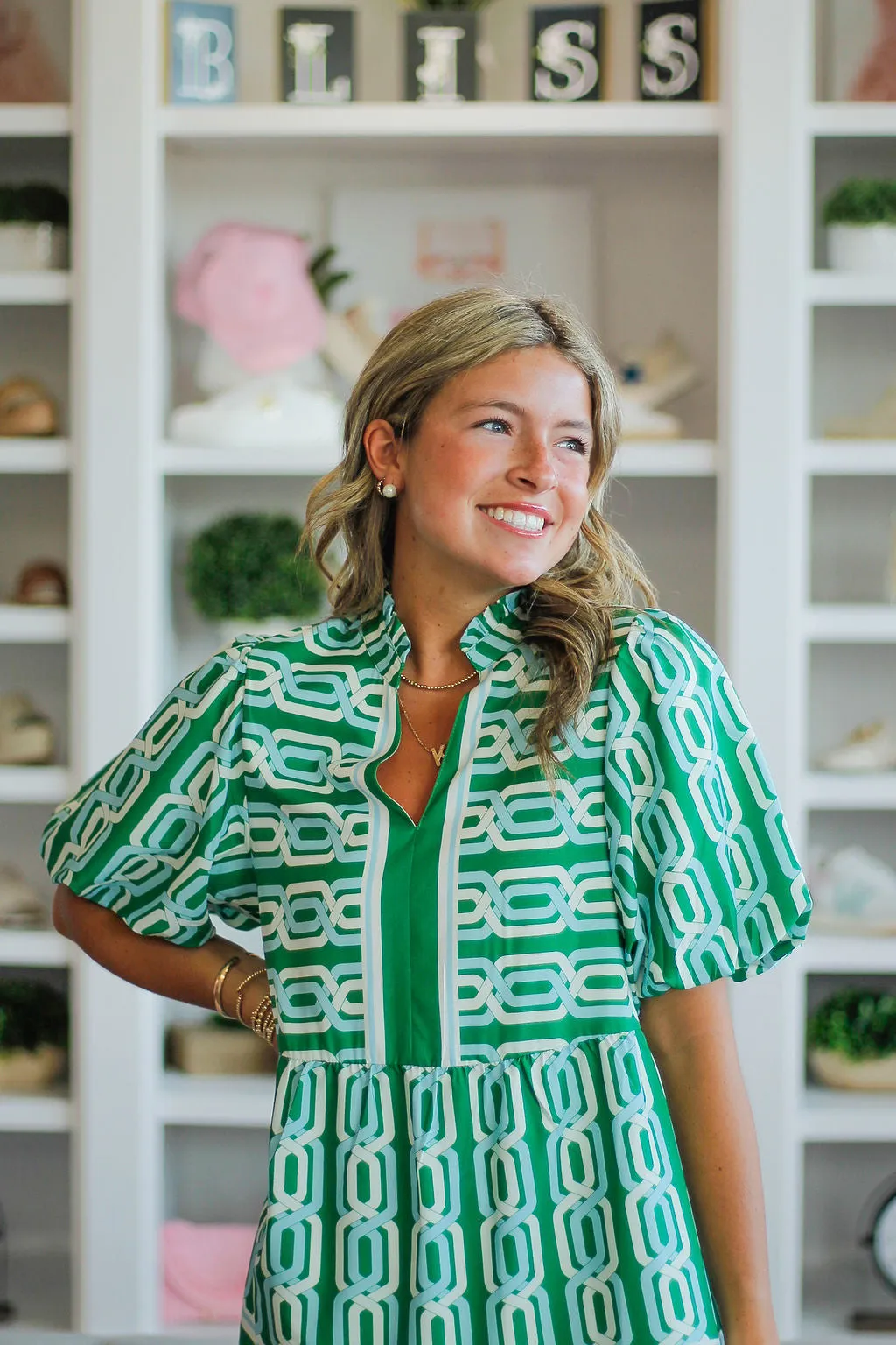 Green Geometric Dress