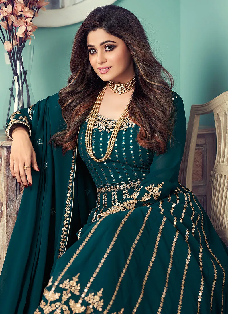 Green Sequence Embellished Bollywood Anarkali Suit