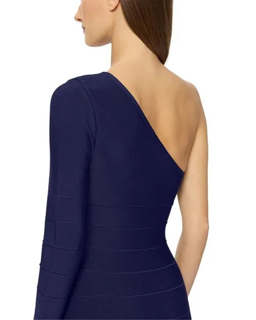 Hervé Léger One Shoulder Bandage Mini Dress, Blue