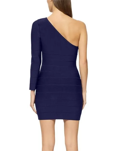 Hervé Léger One Shoulder Bandage Mini Dress, Blue