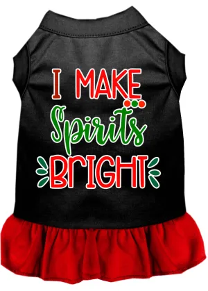 I Make Spirits Bright Screen Print Dog Dress Black With Red Lg