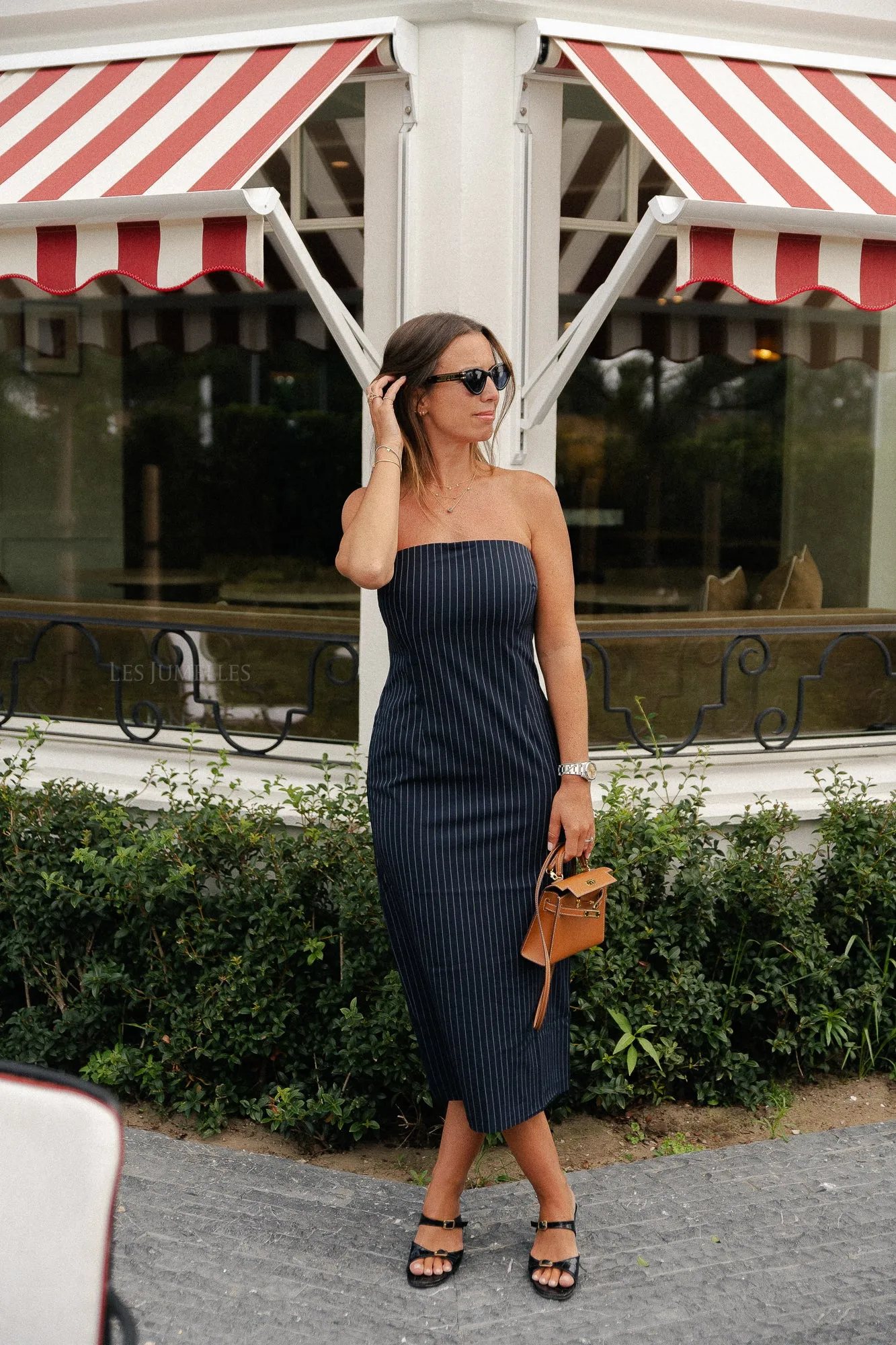 Juliane dress navy pinstripe