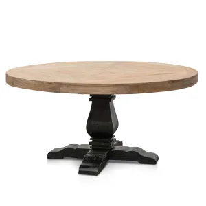 Kara Reclaimed 1.6m Round Dining Table - Natural Top and Black Base