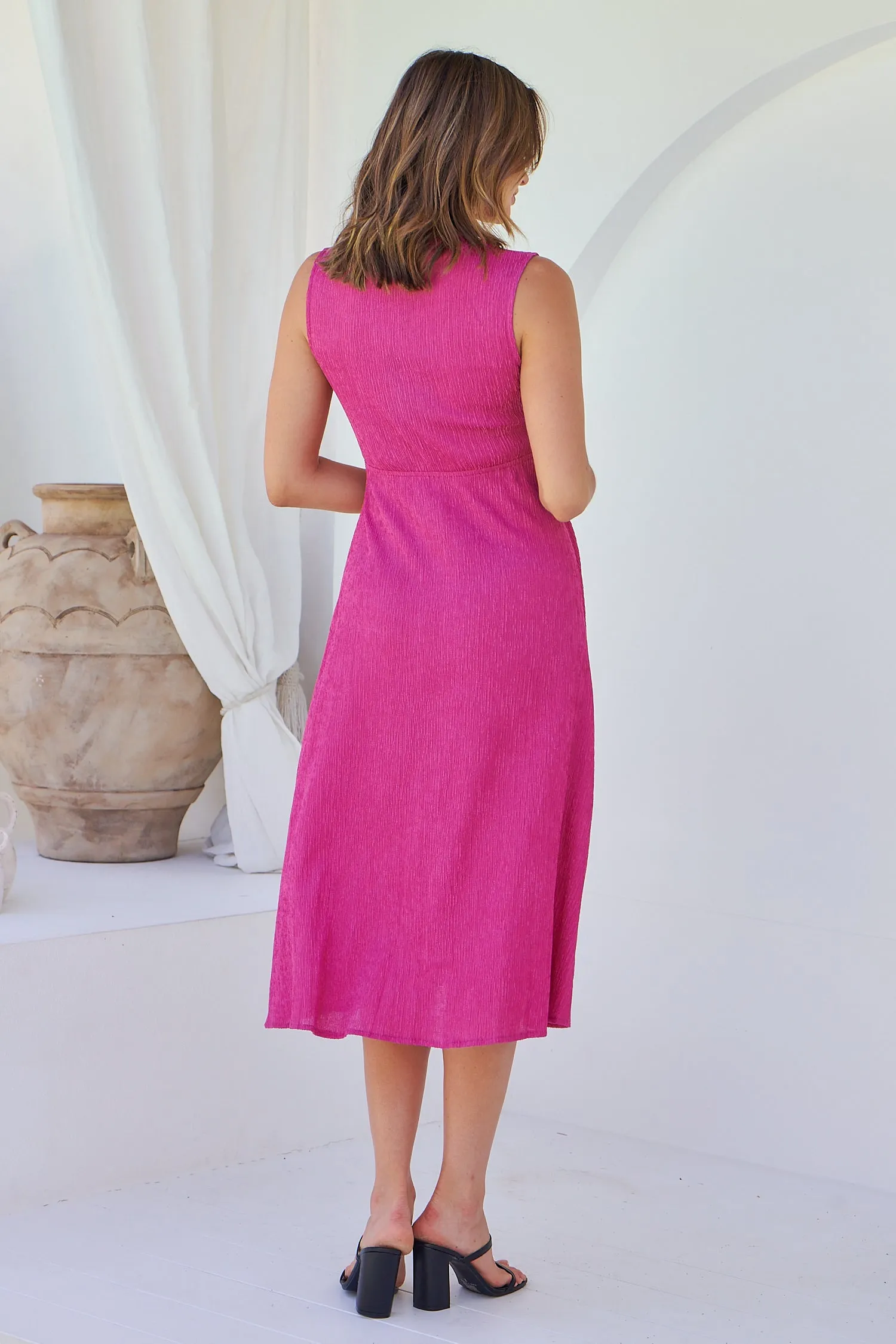 Kendra Sleeveless Pink Knot Front Evening Dress