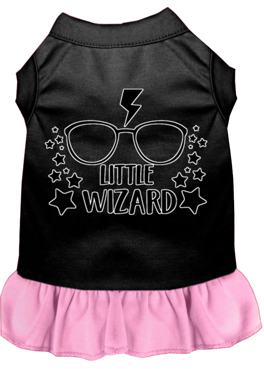 Little Wizard Screen Print Dog Dress Black With Light Pink Xs (8)