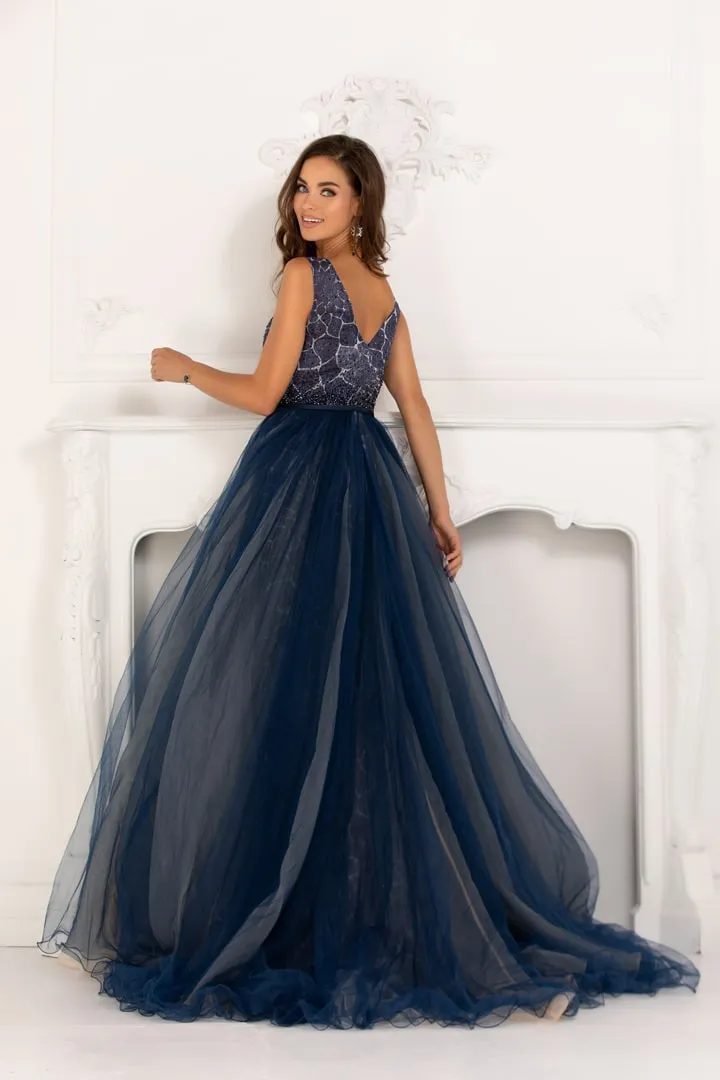 Lucci Lu 28840 Midnight Blue Evening Dress